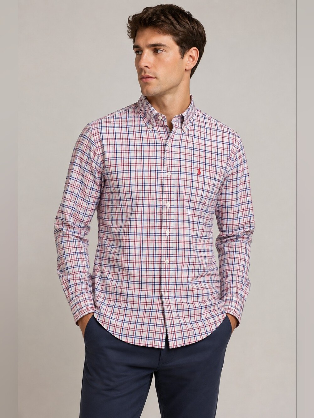 Ralph Lauren Red & Navy Plaid Button-Down Shirt